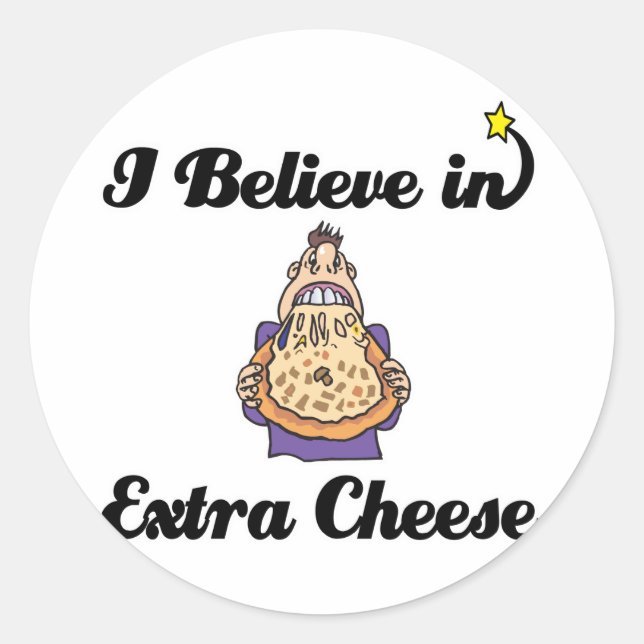Pegatina Redonda creo en el queso extra (Anverso)