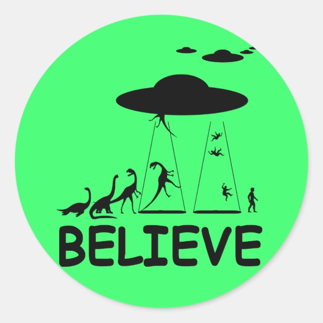 Pegatina Redonda Creo en los extraterrestres (Anverso)