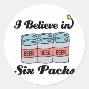 Pegatina Redonda creo en los six packs