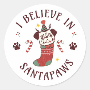Pegatina Redonda Creo En Santa Paws