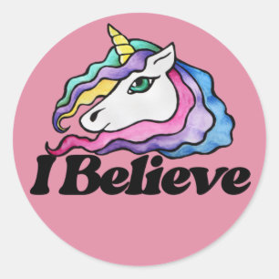Pegatina Redonda Creo en Unicornios