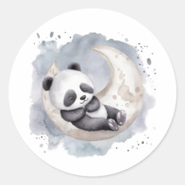Pegatina Redonda Crescent Moon Baby Panda