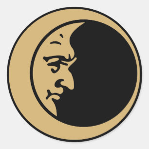 Pegatina Redonda Crescent Moon Face
