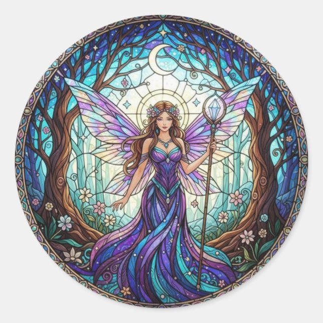Pegatina Redonda CrescentMoonFairy (Anverso)