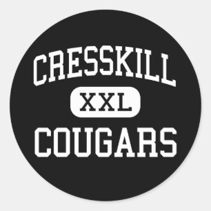Pegatina Redonda Cresskill - Cougars - High - Cresskill New Jersey