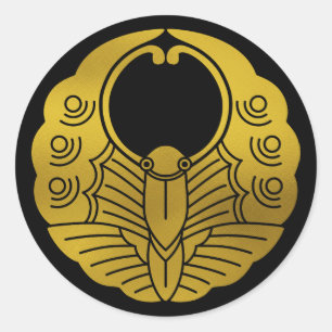 Pegatina Redonda Crest-Butterfly, familia japonesa