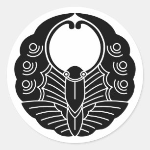 Pegatina Redonda Crest-Butterfly, familia japonesa