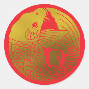Pegatina Redonda Crest-Carp para familias japonesas