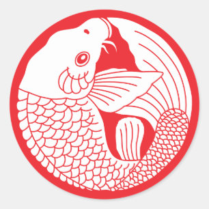 Pegatina Redonda Crest-Carp para familias japonesas
