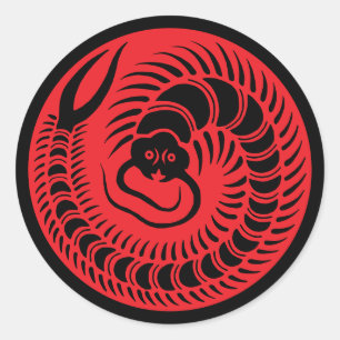 Pegatina Redonda Crest-Centipede de familia japonesa