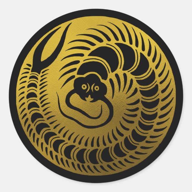 Pegatina Redonda Crest-Centipede de familia japonesa (Anverso)