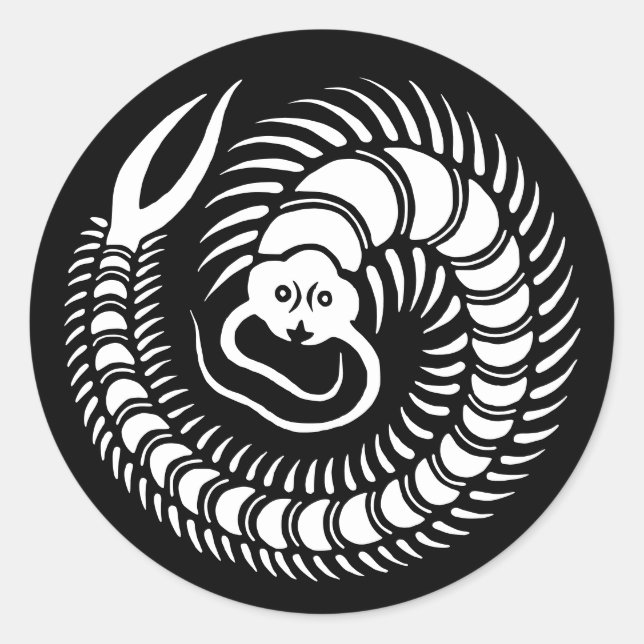 Pegatina Redonda Crest-Centipede de familia japonesa (Anverso)