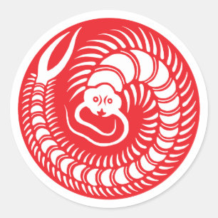 Pegatina Redonda Crest-Centipede de familia japonesa