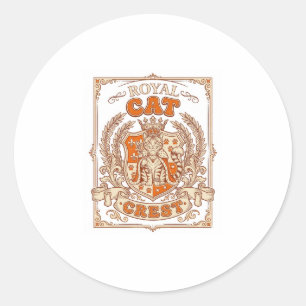 Pegatina Redonda Crest de gato real heráldica de gato escudo de arm