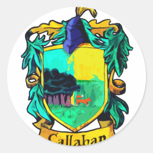Pegatina Redonda Crest familiar de Callahan (corte)