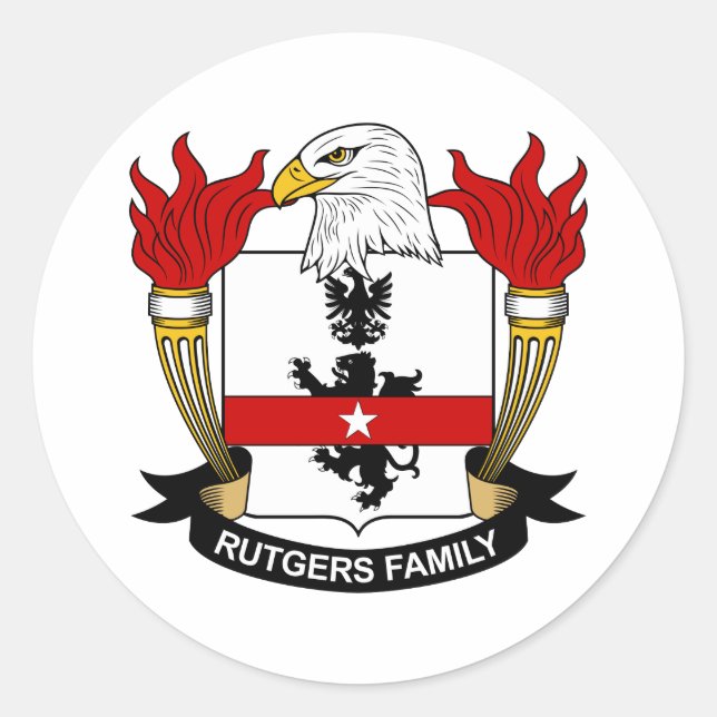 Pegatina Redonda Crest familiar Rutgers (Anverso)
