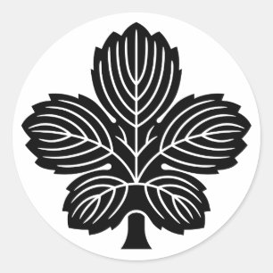 Pegatina Redonda [Crestas familiares] Hoja de Oni Kaji 