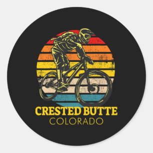 Pegatina Redonda Crested Butte Colorado Ciclismo de Montaña Mtb Vin