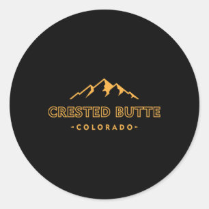Pegatina Redonda Crested Butte Retro Colorado Hombres Mujeres Sende