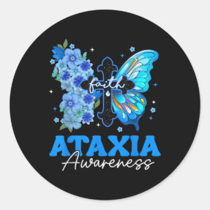 Pegatina Redonda Creta Mariposa Cristiana Cruz Ataxia Conciencia