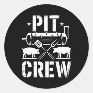 Pegatina Redonda Crew Pit Grilling Bbq