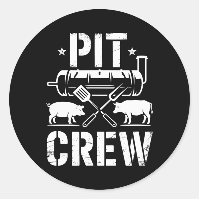 Pegatina Redonda Crew Pit Grilling Bbq (Anverso)