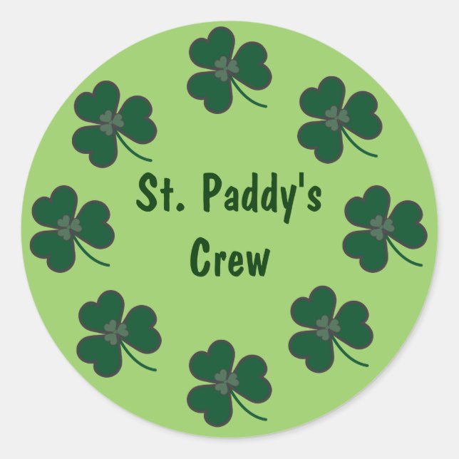 Pegatina Redonda Crew Shamrock de St. Paddy (Anverso)