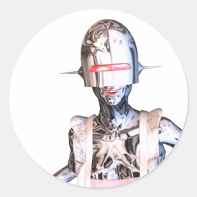 Pegatina Redonda criada robot (Anverso)