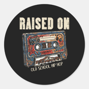 Pegatina Redonda Criado En Old School Hip Hop Cette Tape 80s 90s