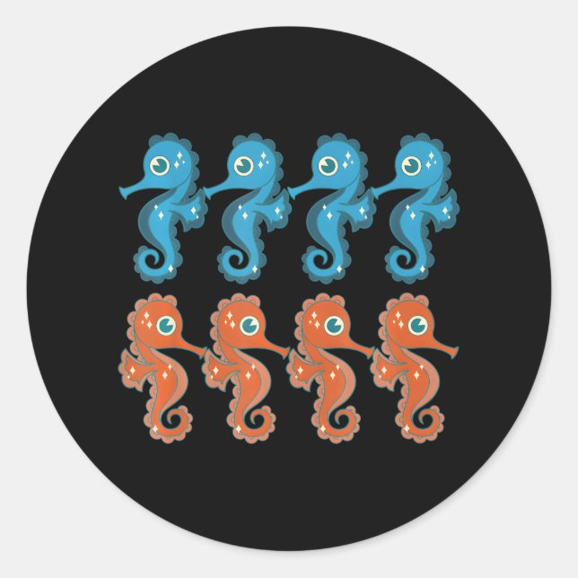 Pegatina Redonda Criatura submarina de peces submarinos (Anverso)