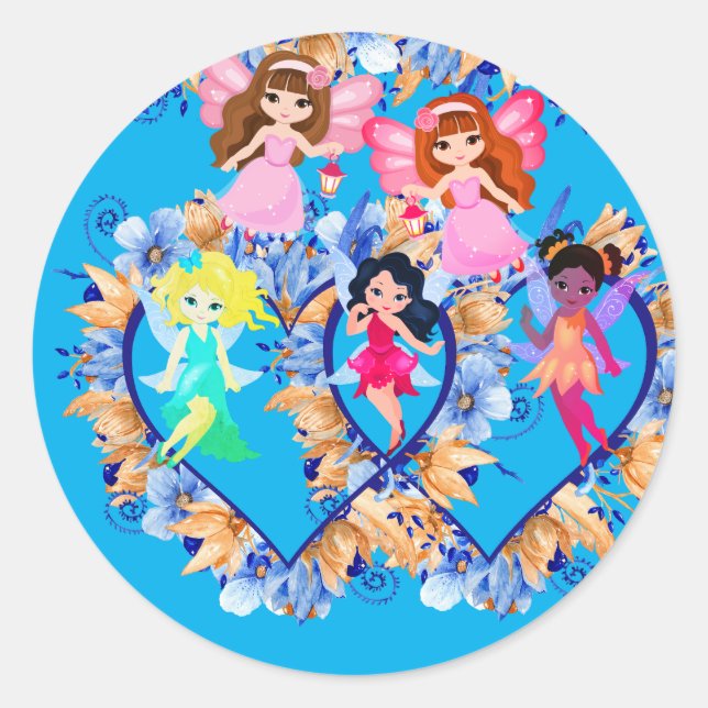 Pegatina Redonda criaturas forestales (Anverso)