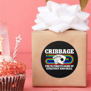 Pegatina Redonda Cribbage El Último Juego De Estrategia Y Habilidad