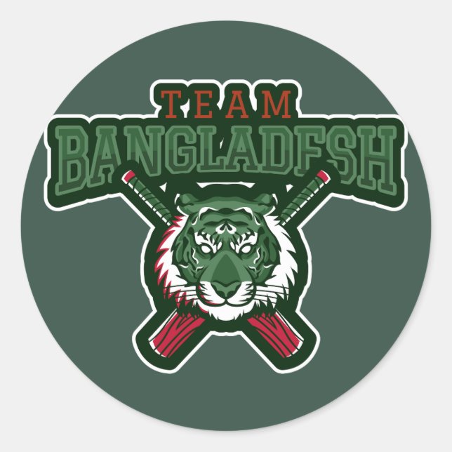 Pegatina Redonda Cricket de Bangladesh (Anverso)