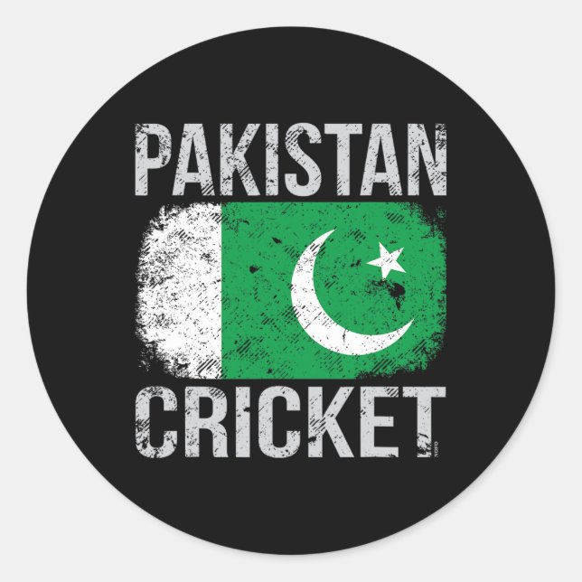 Pegatina Redonda Cricket de Pakistán  (Anverso)