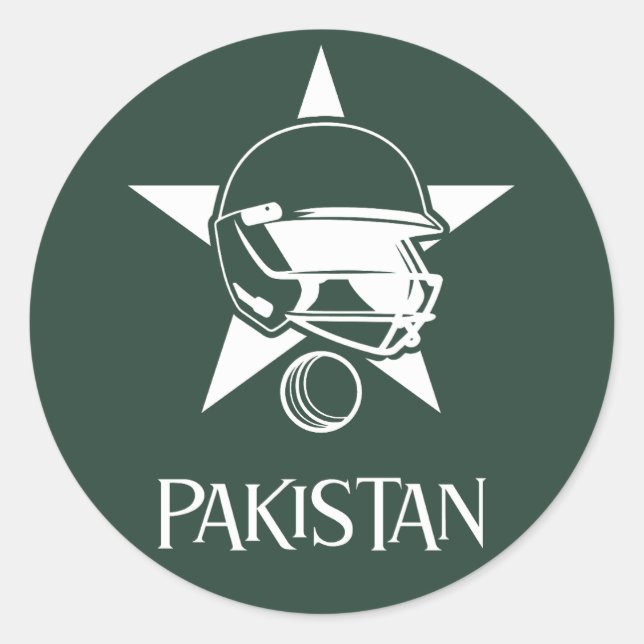 Pegatina Redonda Cricket de Pakistán (Anverso)