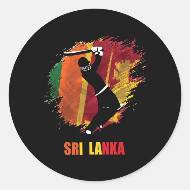 Pegatina Redonda Cricket de Sri Lanka  (Anverso)