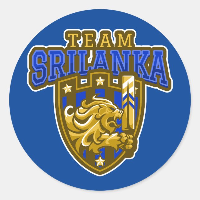 Pegatina Redonda Cricket de Sri Lanka (Anverso)