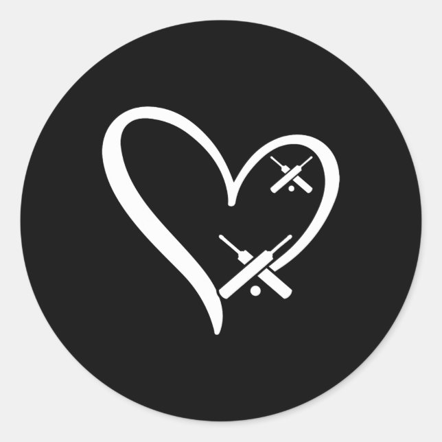 Pegatina Redonda Cricket Heart Cricketing Cricket Player Cricket He (Anverso)