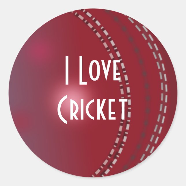 Pegatina Redonda Cricket: "I love Cricket" (Anverso)