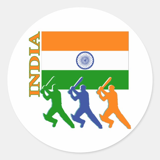 Pegatina Redonda Cricket India (Anverso)