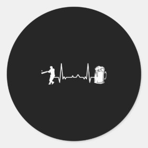 Pegatina Redonda Cricket - Latido del corazón Ekg Cricketer Tsman C