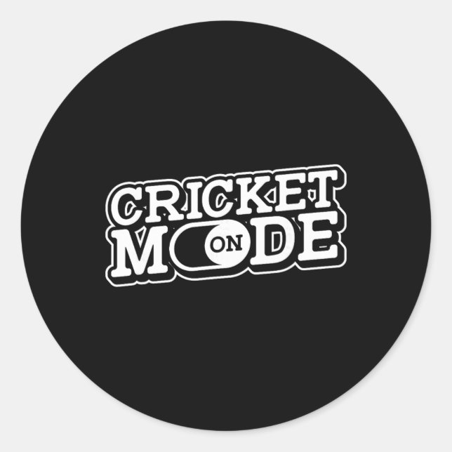 Pegatina Redonda Cricket Mode On - Cricketer Player Tsman Bowler Cr (Anverso)