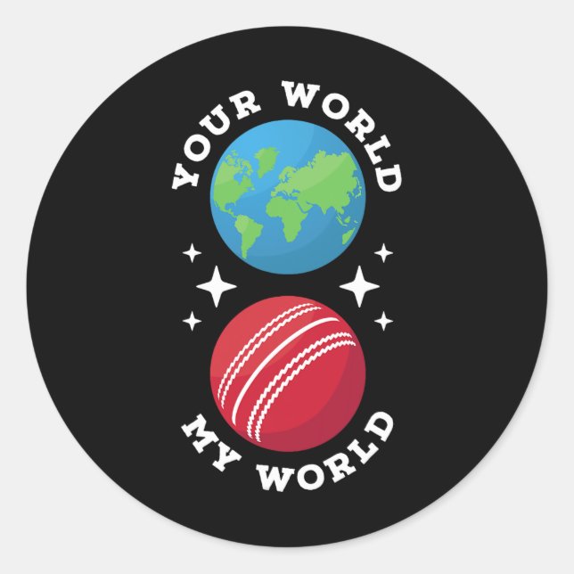 Pegatina Redonda Cricket My World  (Anverso)