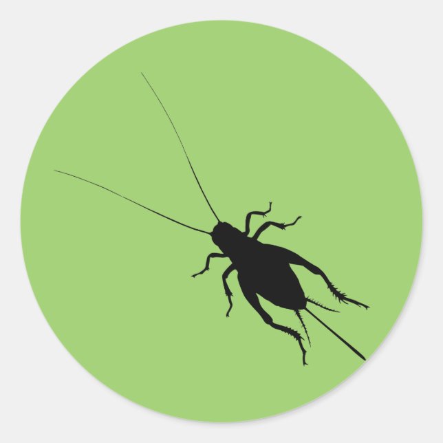 Pegatina Redonda Cricket negro (Anverso)