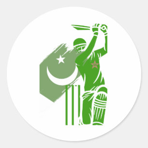 Pegatina Redonda cricket pakistán sangra verde