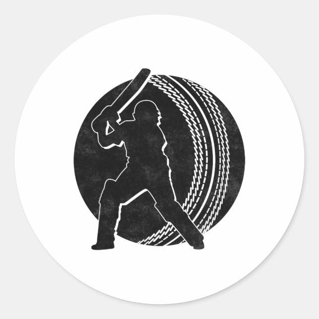Pegatina Redonda Cricket Player 11  (Anverso)