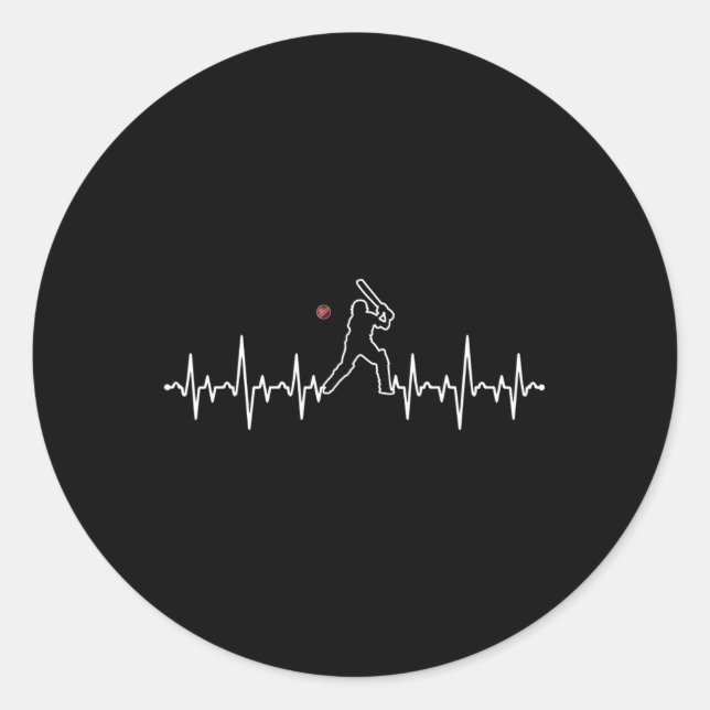 Pegatina Redonda Cricket Player Heartbeat Cricket Gift  (Anverso)