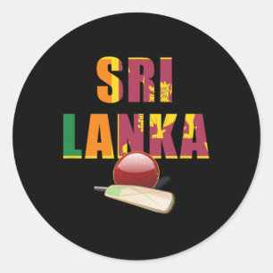 Pegatina Redonda Cricket Sri Lanka Bandera T Ll 