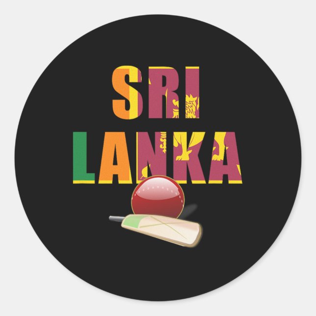 Pegatina Redonda Cricket Sri Lanka Flag T Ll  (Anverso)