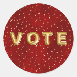 Pegatina Redonda Crimson Nightfall Gold Star Illustration